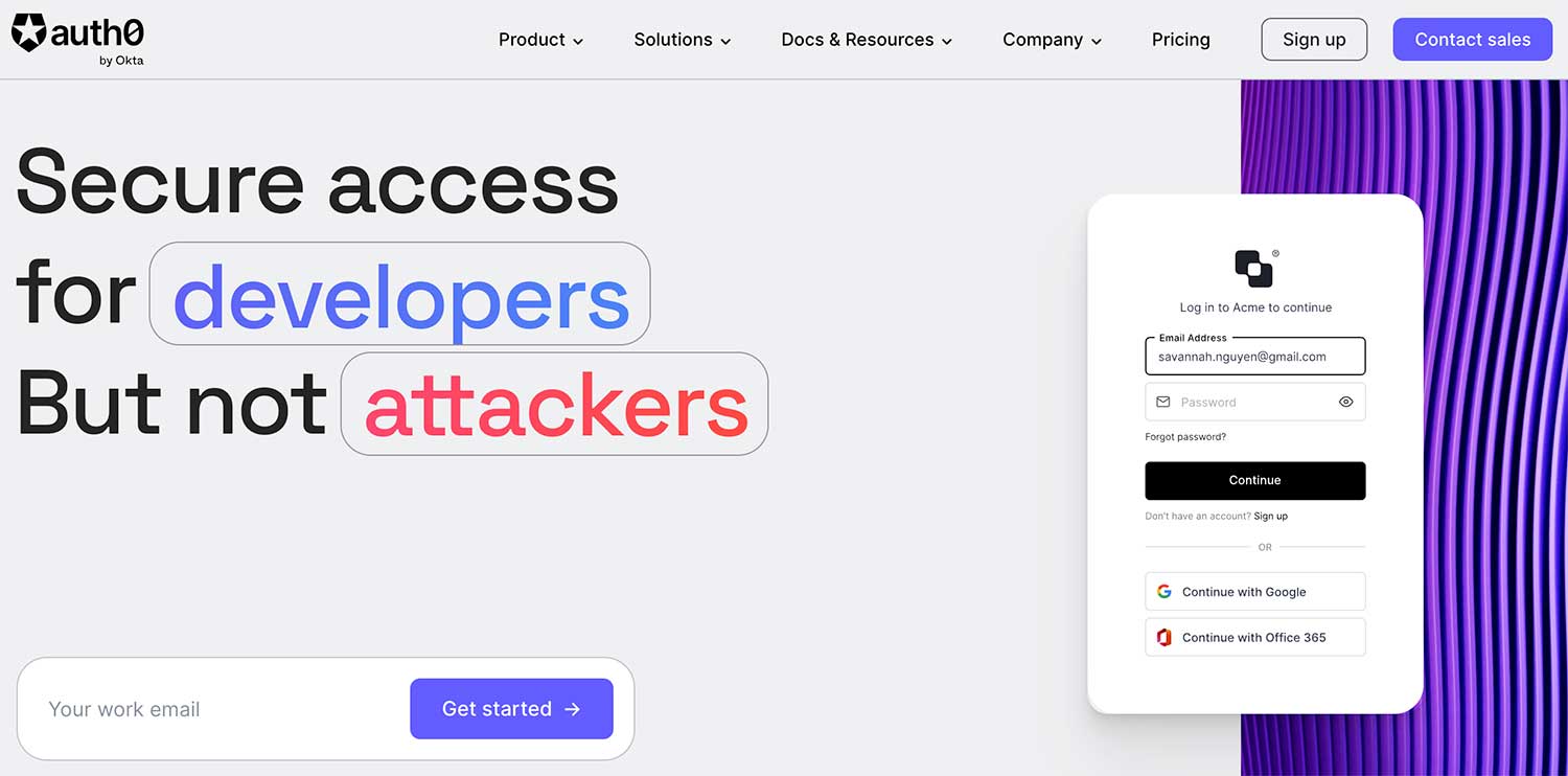 Auth0 홈페이지