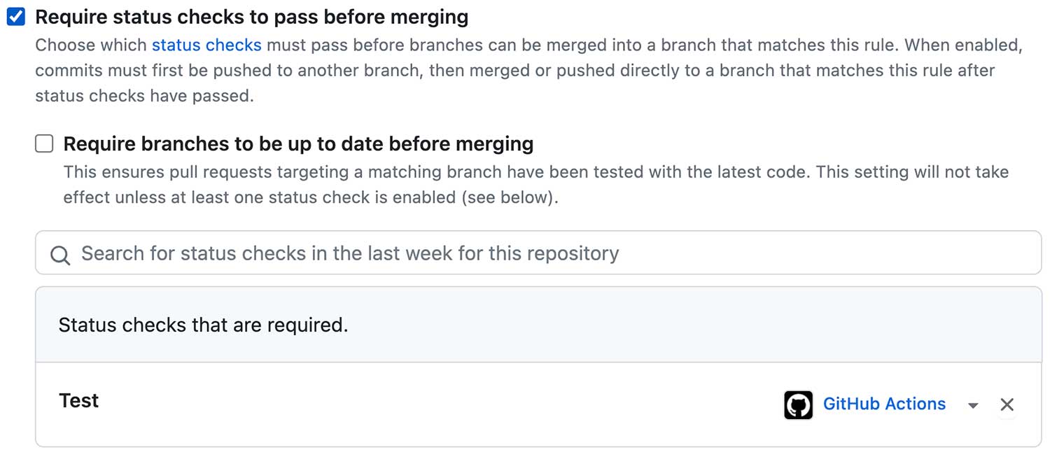required 상태 겁사에 등록한 GitHub Actions 잡